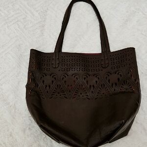 Elegant Brown Cut-Out Tote Bag